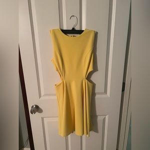 Yellow cutout mini dress